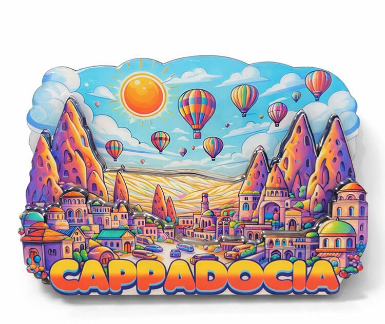 Kapadokya Temalı Ahşap Buzdolabı Magneti Model 4