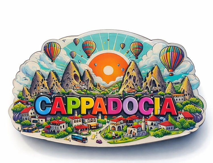 Kapadokya Temalı Ahşap Buzdolabı Magneti Model 5