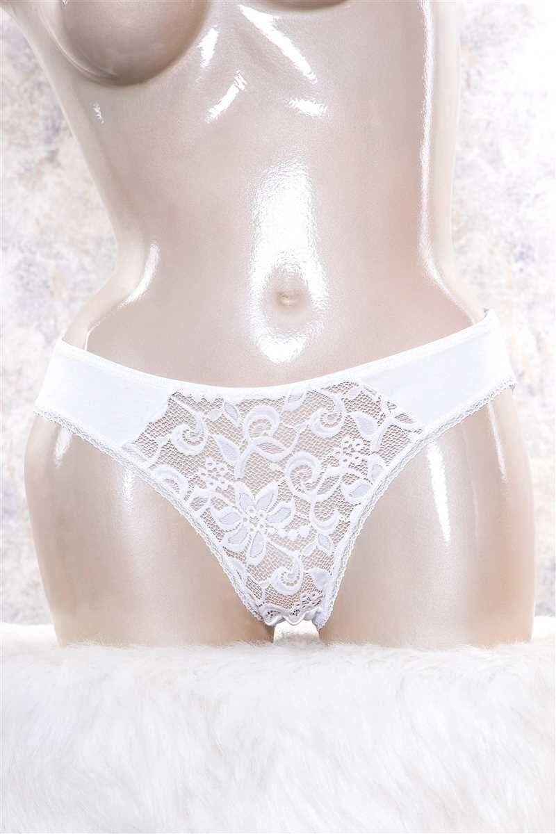 Kadın Pamuklu Dantelli Slip (2784)