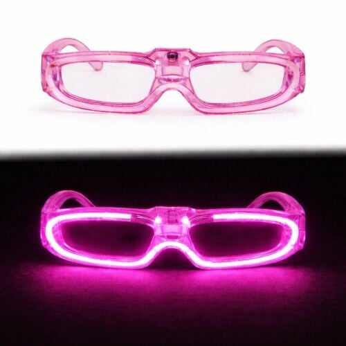 Pembe LED Işıklı Parti Gözlüğü 3 Modlu – Glow & Gece Eğlence Gözlüğü