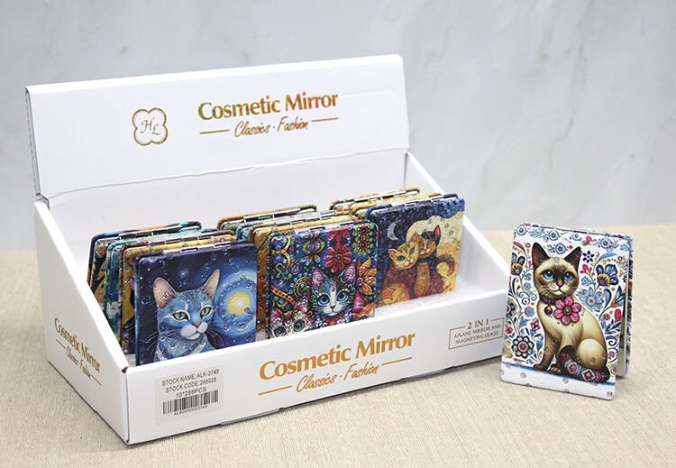 Kedi Taşlı El Aynası Dikdörtgen İnce