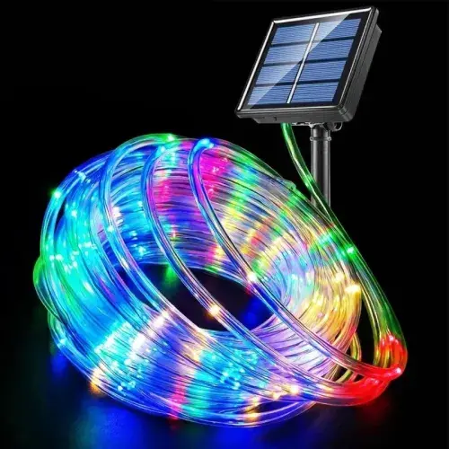 10 Metre 100 LED Solar RGB Işık Şeffaf Kablolu
