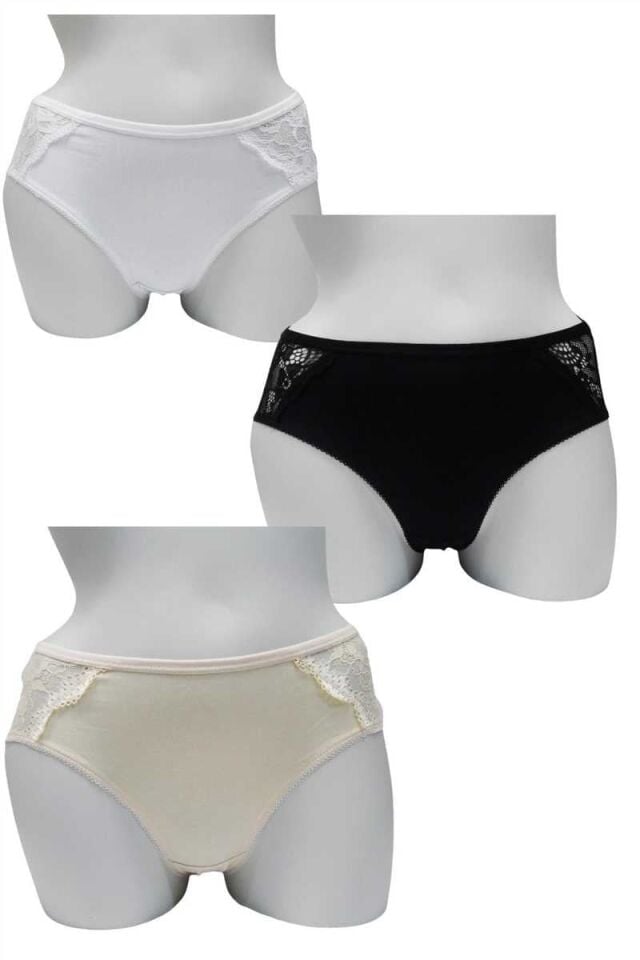 Kadın Pamuklu Dantelli Slip 3'lü Paket (2841)