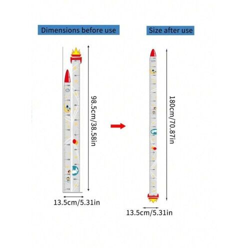 Sevimli Figürlü Çocuk Odası Boy Ölçer Sticker 180 cm