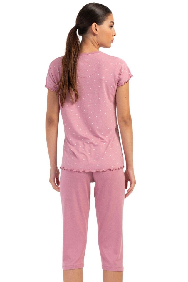 Likralı Viskon Battal Kayık Yaka Kısa Kol Kapri Ta