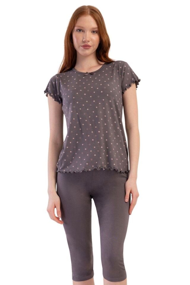 Likralı Viskon Battal Kayık Yaka Kısa Kol Eteği Ov