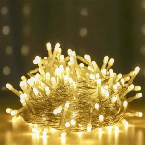 10m 100 LED Damla Uçlu Beyaz Işık Şeffaf Kablo