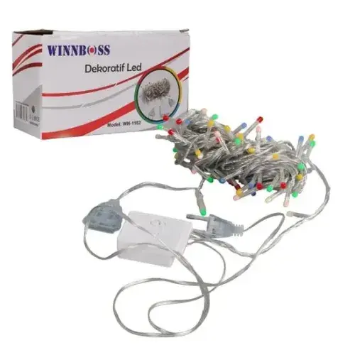 10m 100 LED Damla Uçlu Kırmızı Işık Şeffaf Kablo