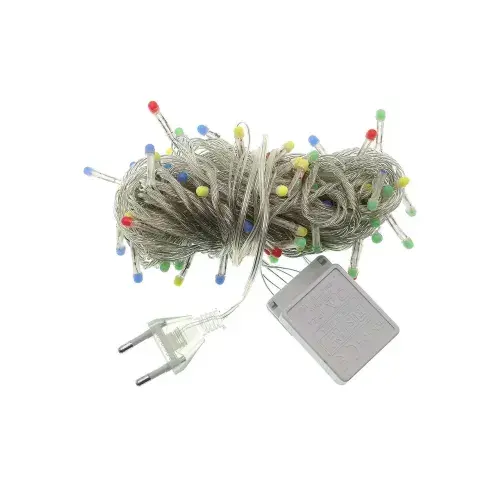 10m 100 LED Damla Uçlu Kırmızı Işık Şeffaf Kablo