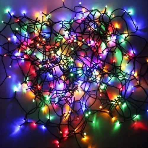 10m 100 LED Pilli 2 Kademeli RGB Işık Siyah Kablo