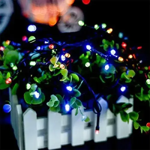 10m 100 LED Pilli 2 Kademeli RGB Işık Siyah Kablo