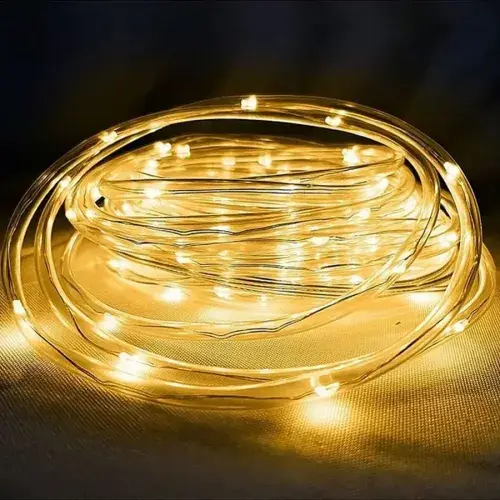 10m 100 LED Solar Led Işık Gün Işığı Şeffaf Kablolu