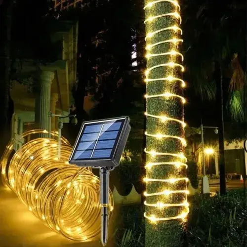 10m 100 LED Solar Led Işık Gün Işığı Şeffaf Kablolu