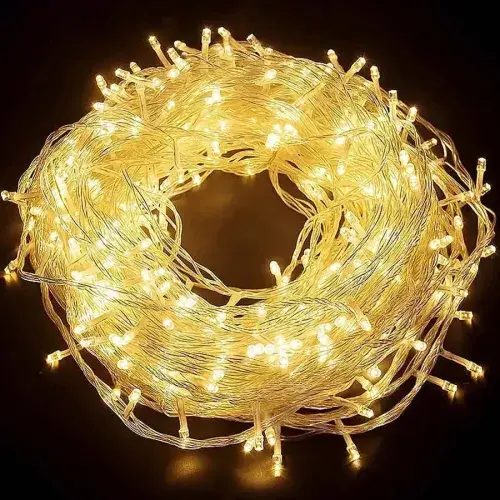 10m 60 LED Pilli 2 Kademeli Gün Işığı Şeffaf Kablo