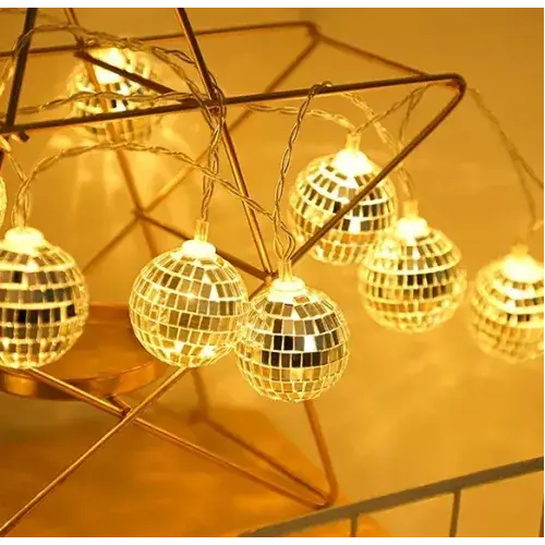 2m 10 LED Pilli Disko Toplu Işık