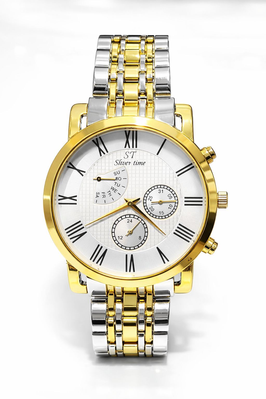 GÜMÜŞ-SARI PASLANMAZ ÇELİK ERKEK KOL SAATİ