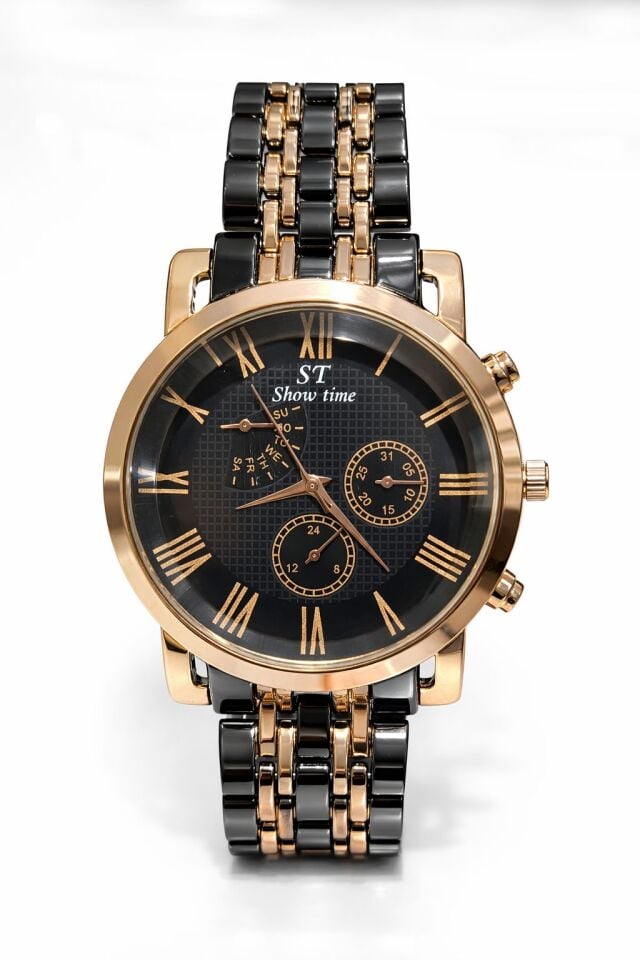 SİYAH-BRONZ PASLANMAZ ÇELİK ERKEK KOL SAATİ