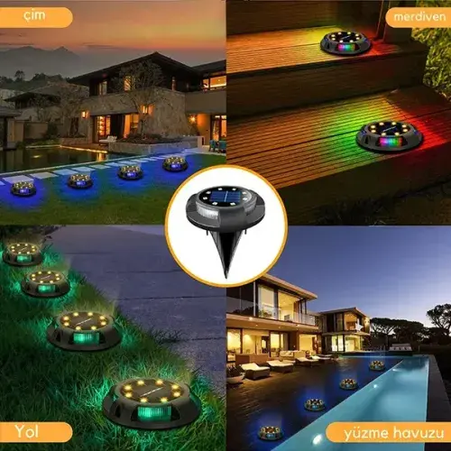 4'lü Solar Panelli Kazıklı RGB Zemin LED (Güneş Enerjili)