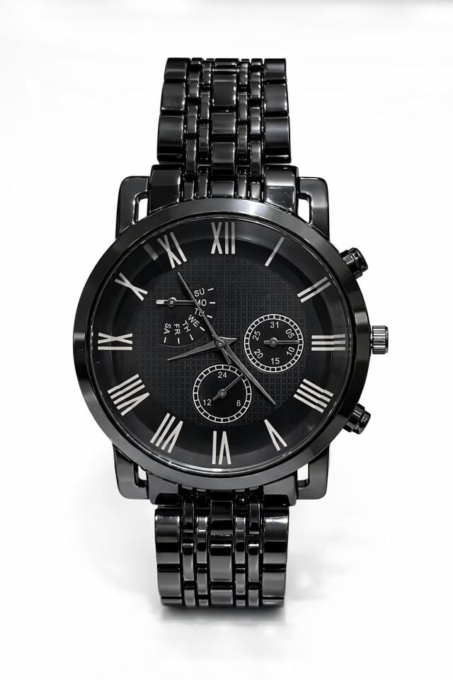 SİYAH PASLANMAZ ÇELİK ERKEK KOL SAATİ