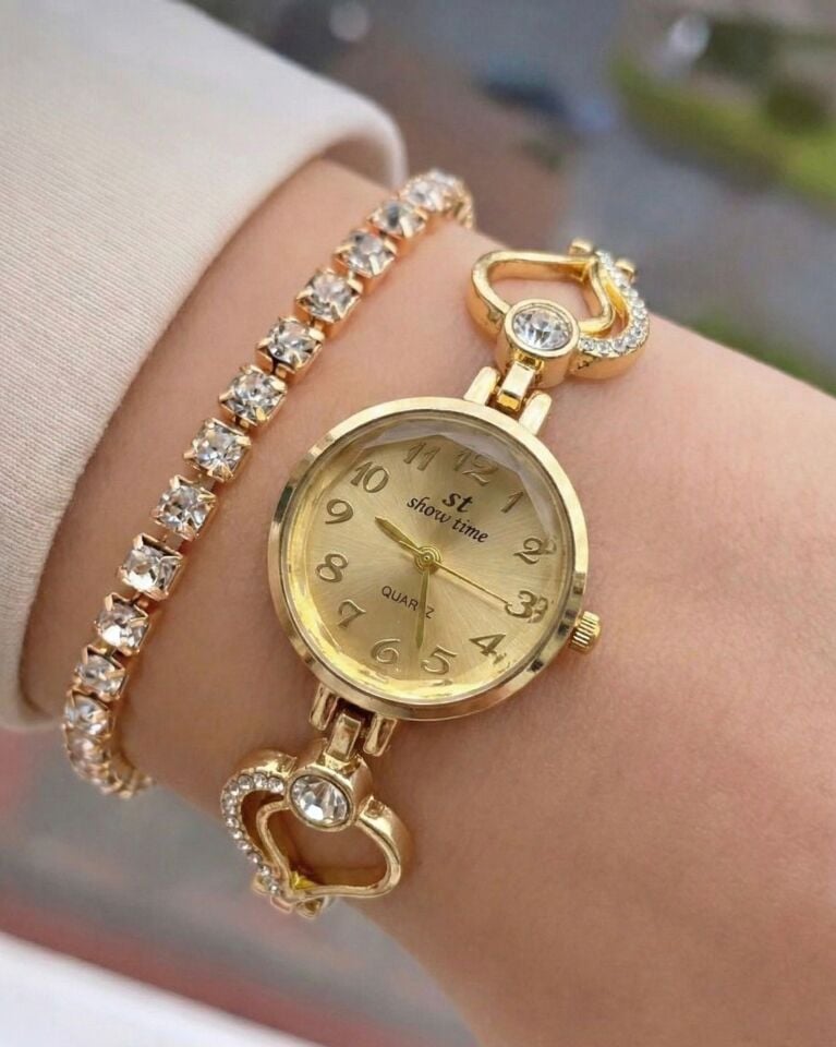 BOMBELİ SARI BAYAN KOL SAATİ