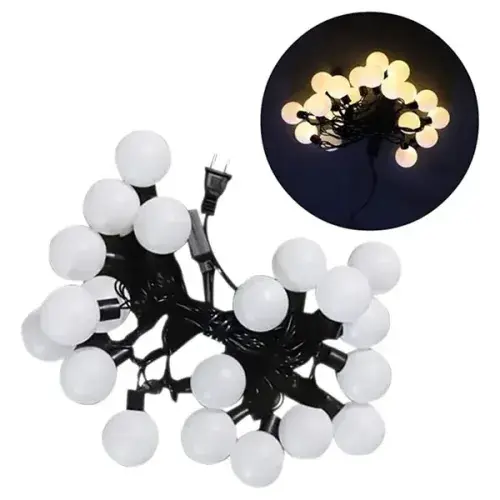 5 Metre 28 LED Mini Top Işık Sarı Fişli Siyah Kablo