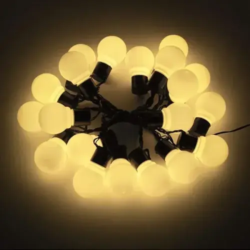 5 Metre 28 LED Mini Top Işık Sarı Fişli Siyah Kablo