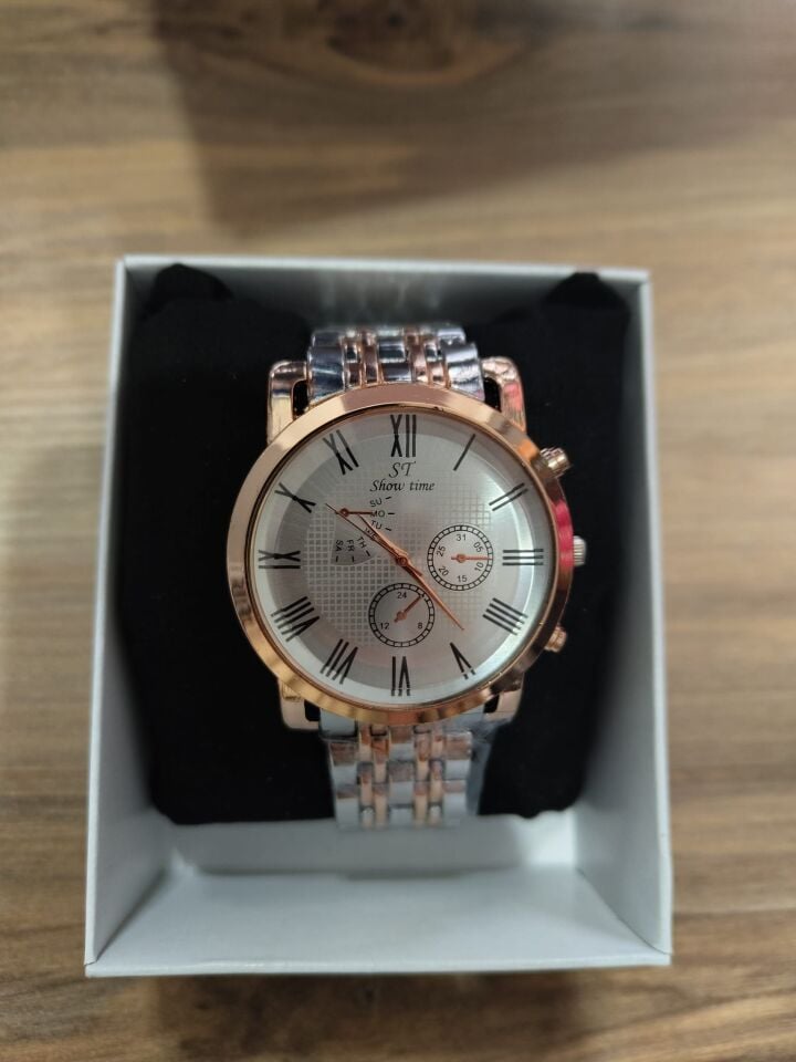 GÜMÜŞ-BRONZ PASLANMAZ BAYAN ÇELİK SAAT