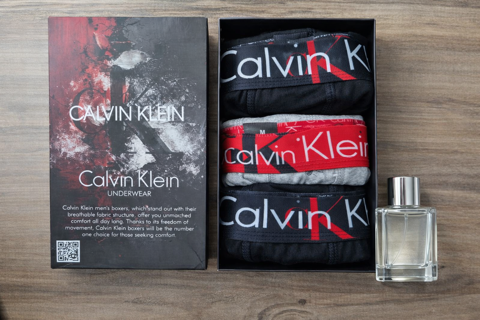 Calvin Klein Siyah-Gri Premium Boxer+Parfüm