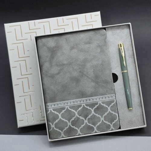 Kutulu Deri Defter Roller Kalem Set