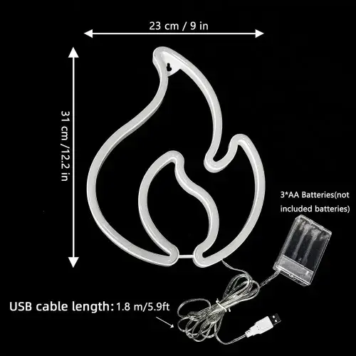 Duvara Asmalı Neon Alev Işık