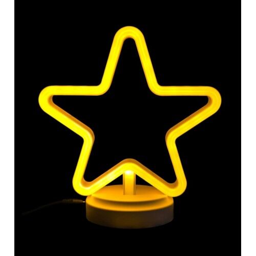 Neon Işıklı Yıldız Masa Gece Lambası Pil+Usb