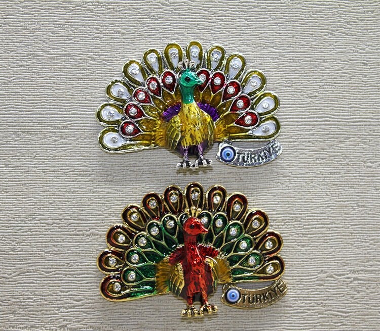 Swarovski Taşlı Tavuskuşu Magnet