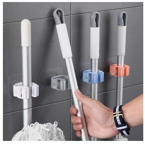 Yapışkanlı Pratik Mop Tutucu 4 Adet Beyaz