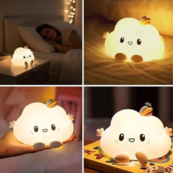 Bulut Tasarımlı Renk Değiştirebilen Dokunmatik Gece Lambası