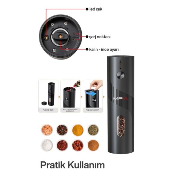 Şarjlı Baharat Öğütücü 100 ml