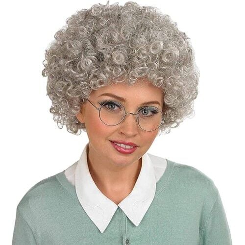 Gri Renk Kabarık Bonus Peruk Afro Takma Saç