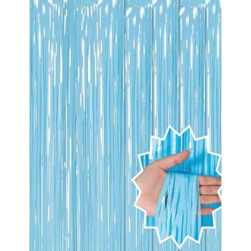 Soft Mavi Püsküllü Kapı Perdesi - Parti, Baby Shower, Sünnet Süsü, Cinsiyet Partisi 1x2 m