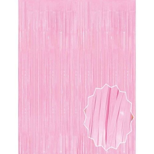 Soft Pembe Püsküllü Kapı Perdesi - Parti, Baby Shower, Cinsiyet Partisi 1x2 m