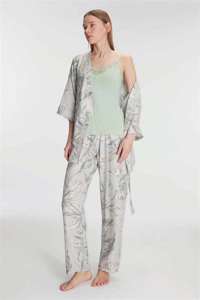 Anıl 11223 Kadın Sabahlık Atlet ve Pantolon Takım Pamuklu Pijama Set