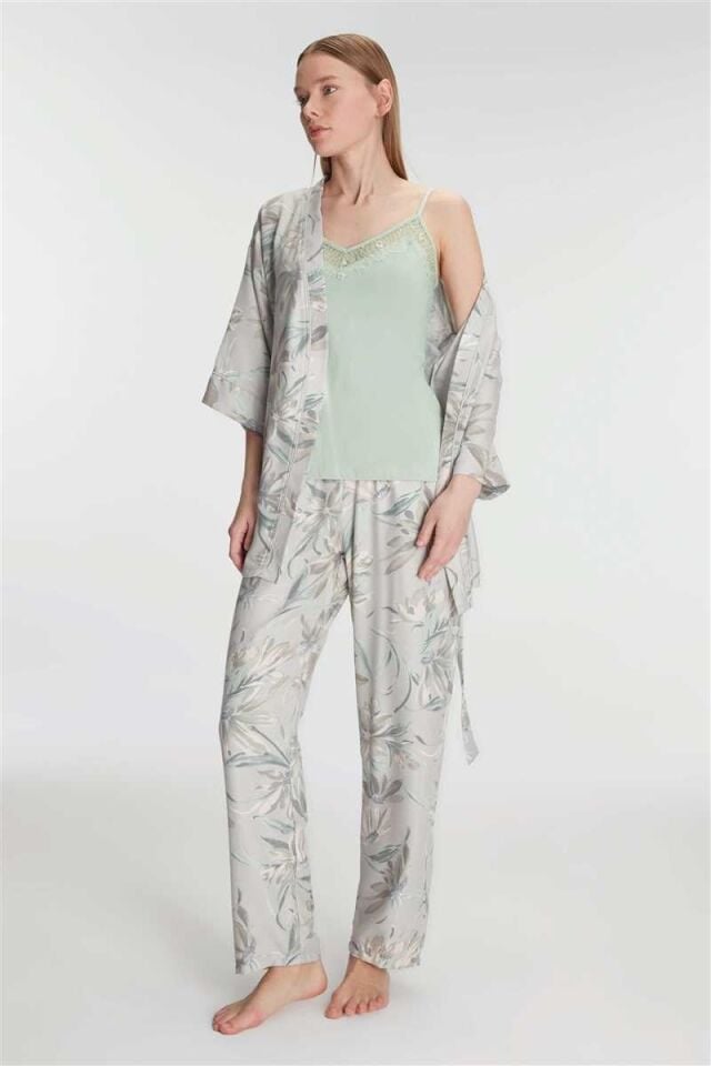 Anıl 11223 Kadın Sabahlık Atlet ve Pantolon Takım Pamuklu Pijama Set