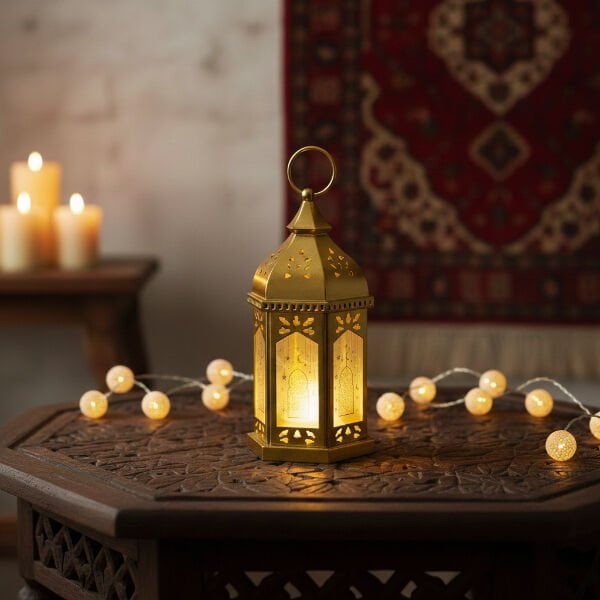 Ramazan Temalı Büyük Boy Altıgen Kubbe LED Lamba