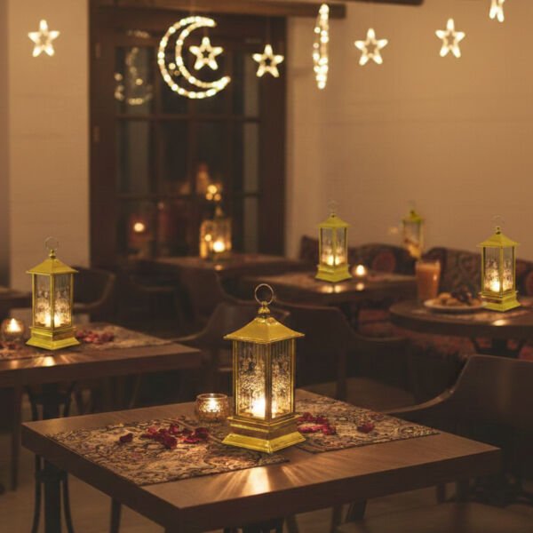 Ramazan Temalı Gold Kare Kubbe LED Lamba