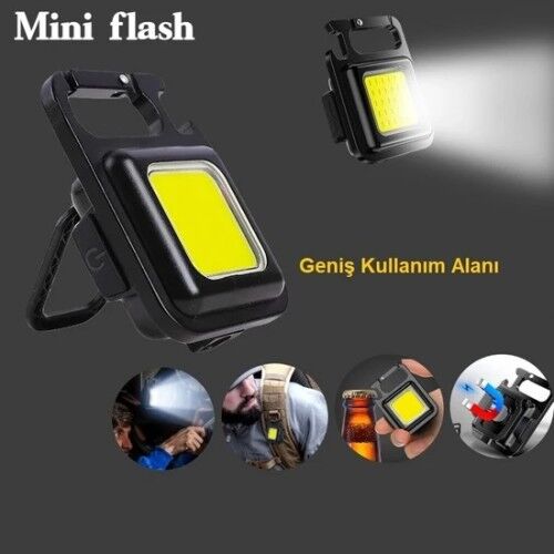 Mini 30 LED'li Çok Fonksiyonlu Şarjlı Kamp Lambası ve Anahtarlık Fener