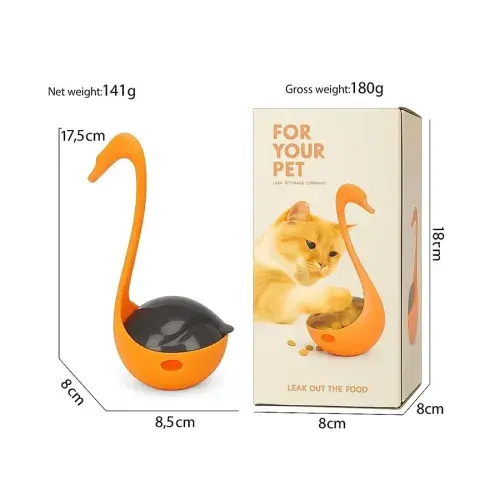 Kuğu Şeklinde Lazerli ve Mama Hazneli Kedi Oyuncağı