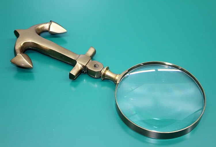 Çapa Tasarım Saplı Pirinç Büyüteç