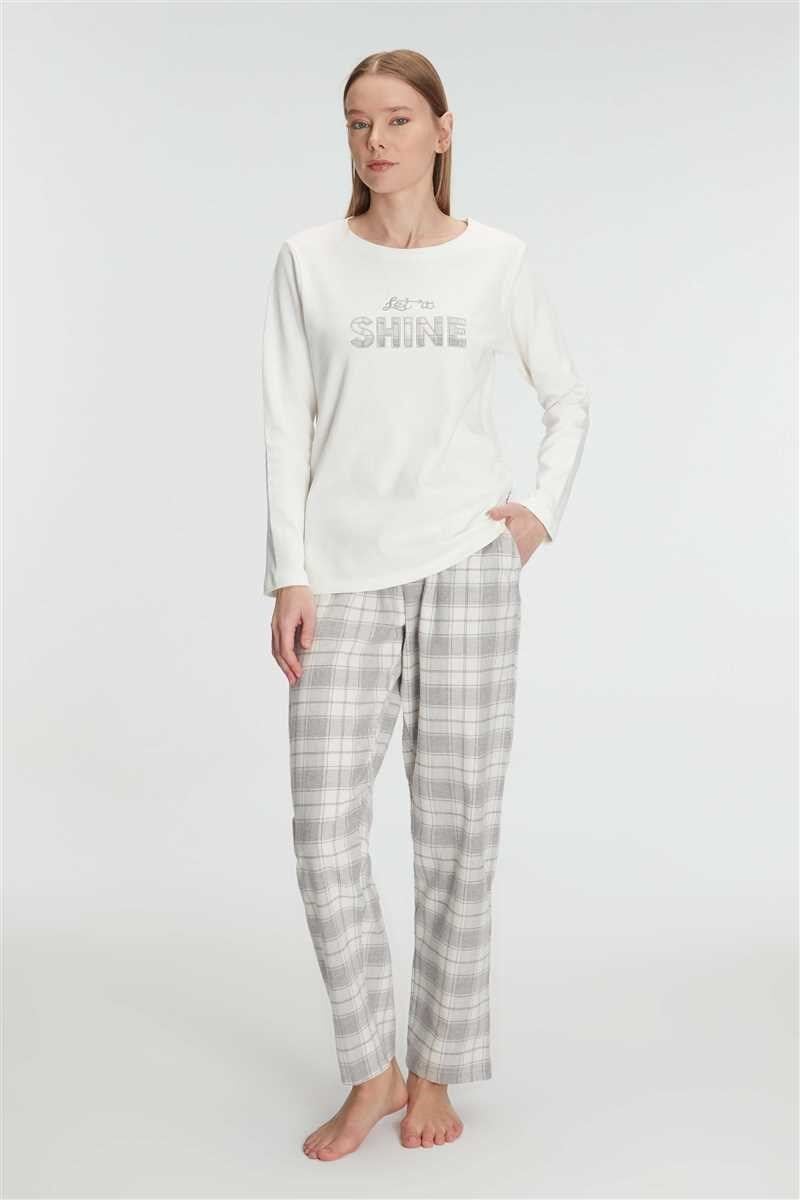 Anıl Kadın Uzun Kollu Pamuklu Kışlık Pijama Takımı Yumuşak ve Rahat Ev Şıklığı 11253