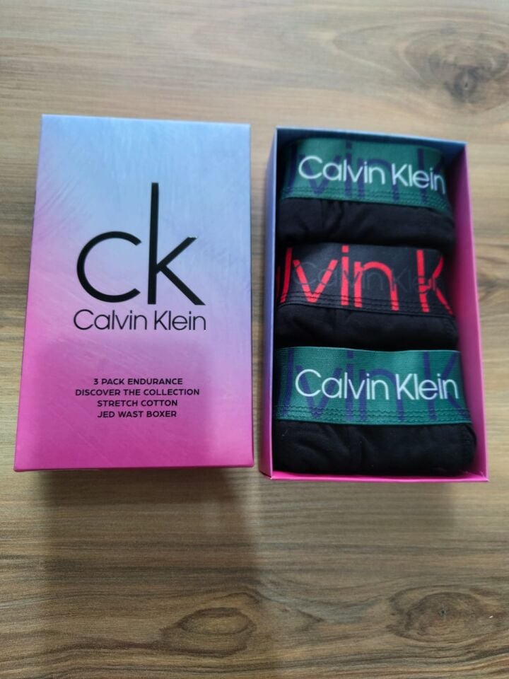 Calvin Klein Yeşilli Kırmızılı Premium Boxer