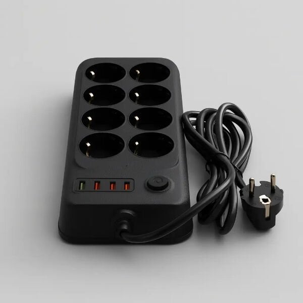 Termal Akım Korumalı 8 Prizli Uzatma Kablosu