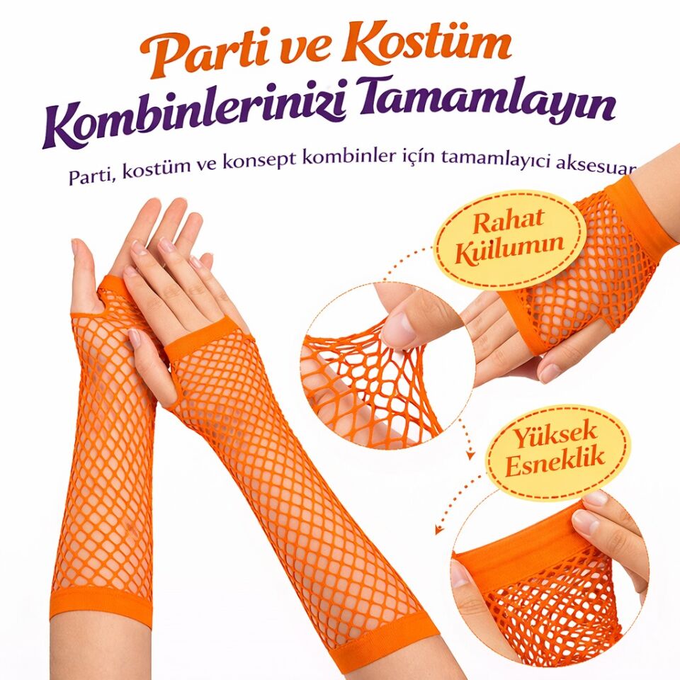 Retro Turuncu File Parmaksız Eldiven 26 cm