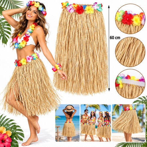 60 cm Naturel Saman Görünümlü Hawaii Etek Hula